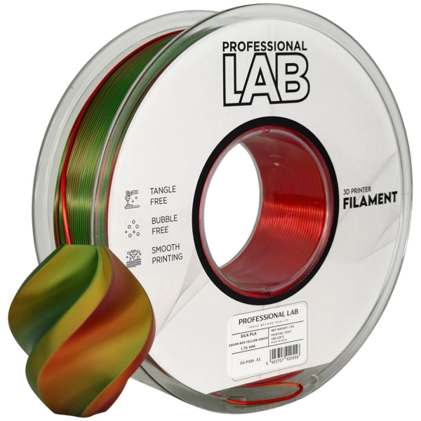 Silk PLA kolmevärviline (punane-kollane-roheline)